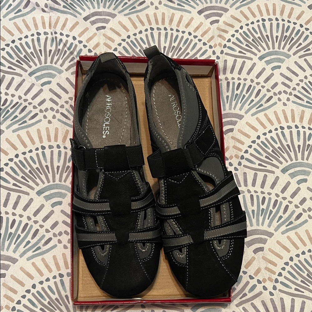 Aerosols Black Combo Push Pedal Strappy Sandals